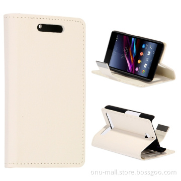 Small Stone Texture with Credit Card Slots Leather Flip Case for Sony E3